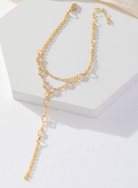 欧美跨境沙滩链条戒指连指手链金