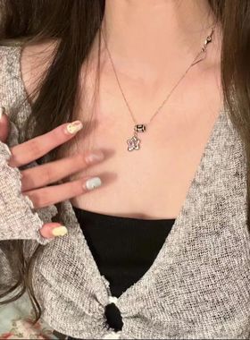 星星小蛮腰项链女粉色花朵毛衣链
