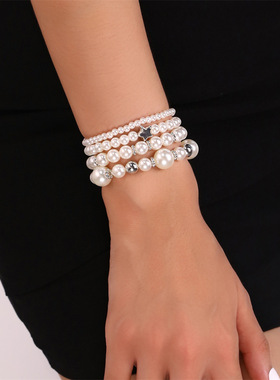 女生珍珠手链套装女爱心手链套装