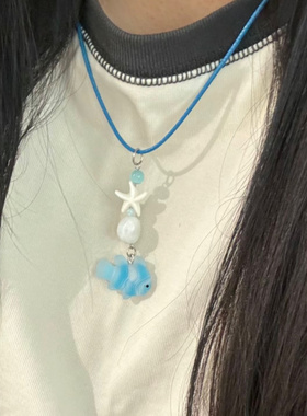 可爱橘色小丑鱼猫眼蓝鱼情侣手链