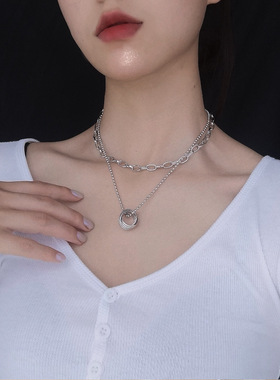 东大门韩国全新双层冷淡风锁骨链