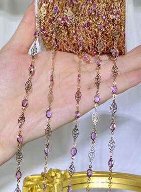 紫色花朵水钻古风汉服流苏链条