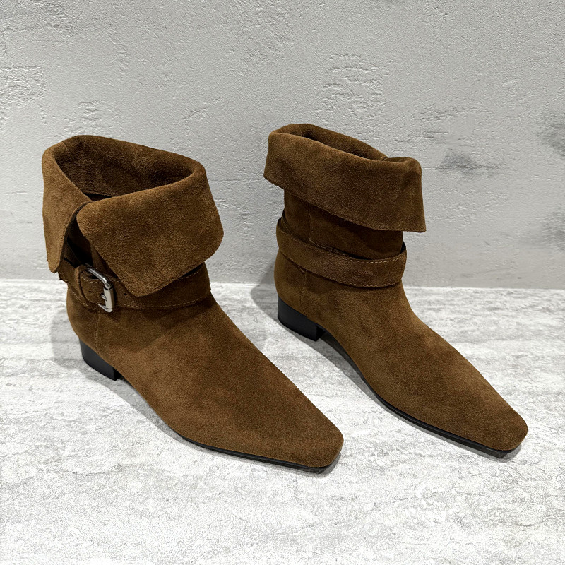 欧洲站真皮马丁靴女2025年秋新款欧货磨砂皮尖头粗跟短靴皮带扣,淘宝优惠券,粉丝福利购,淘宝优惠卷
