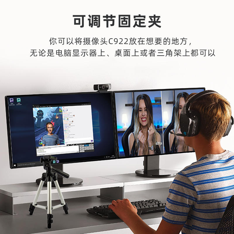 罗技Pro C920高清网络摄像1080P自动对焦 双麦立体声直播视频录制 - 图0