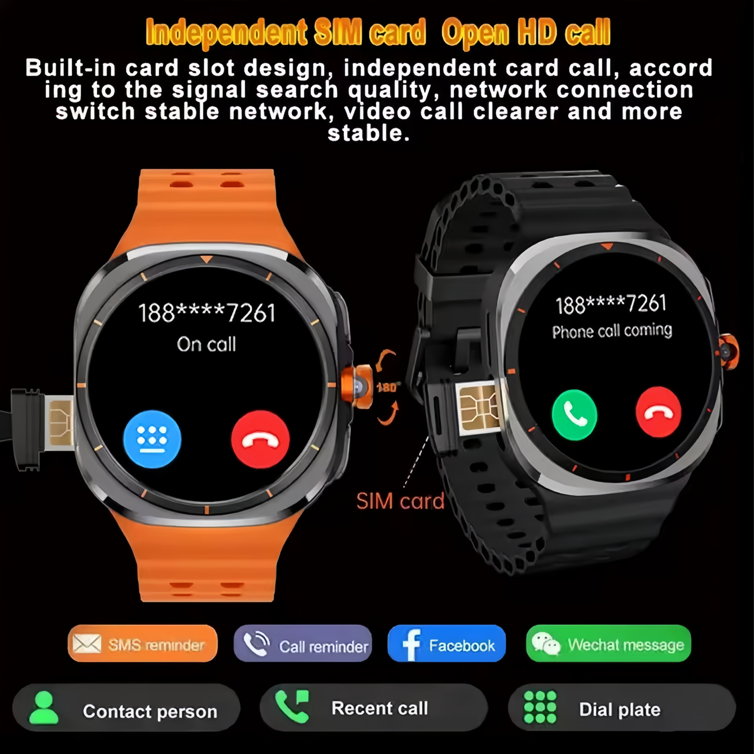 U8 Ultra插卡智能手表5G电话SIM卡WiFi安卓GPS旋转摄像头运动手表,淘宝优惠券,粉丝福利购,淘宝优惠卷