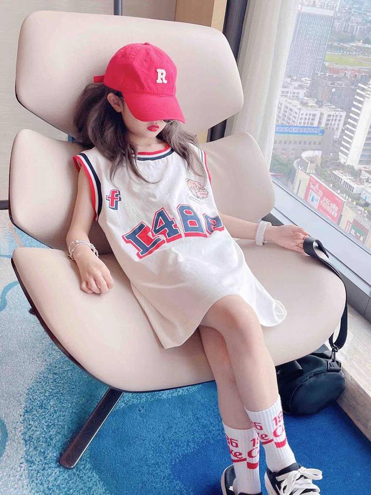 女童连衣裙夏季冰丝2025新款中大童网红球服薄款背心裙女孩t恤裙,淘宝优惠券,粉丝福利购,淘宝优惠卷