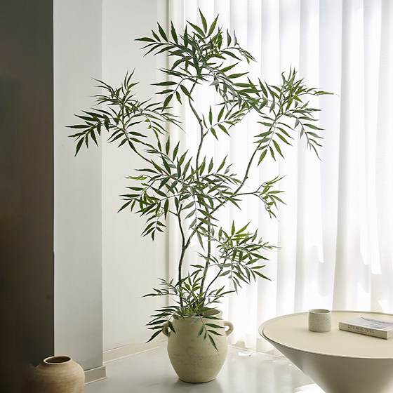 Simulation of the top ten merits of potted plants, indoor living room decoration, quiet wind, Zen fake plants, floor-standing ornaments, green plants and landscaping