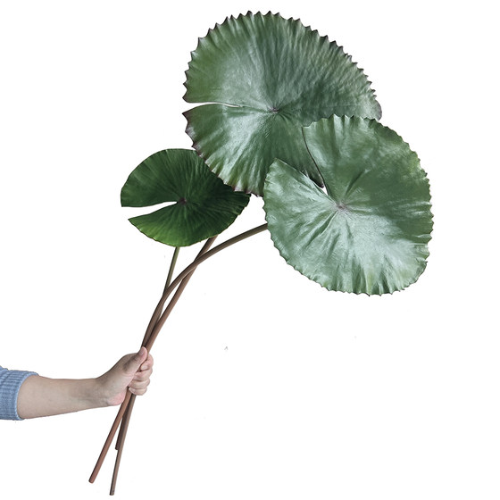 High-end simulated hand wet feeling single water lily lotus PU lotus leaf Chinese style national style artificial floral decoration