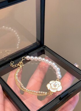 小众森系山茶花珍珠手链