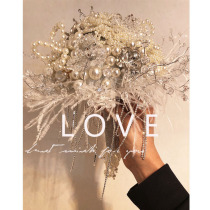 DIY Bride EKorean Law-Style Romantic Bridal Wedding High Set Luxury Jewellery Feather Glowing Hand Holding Flower Material Bag