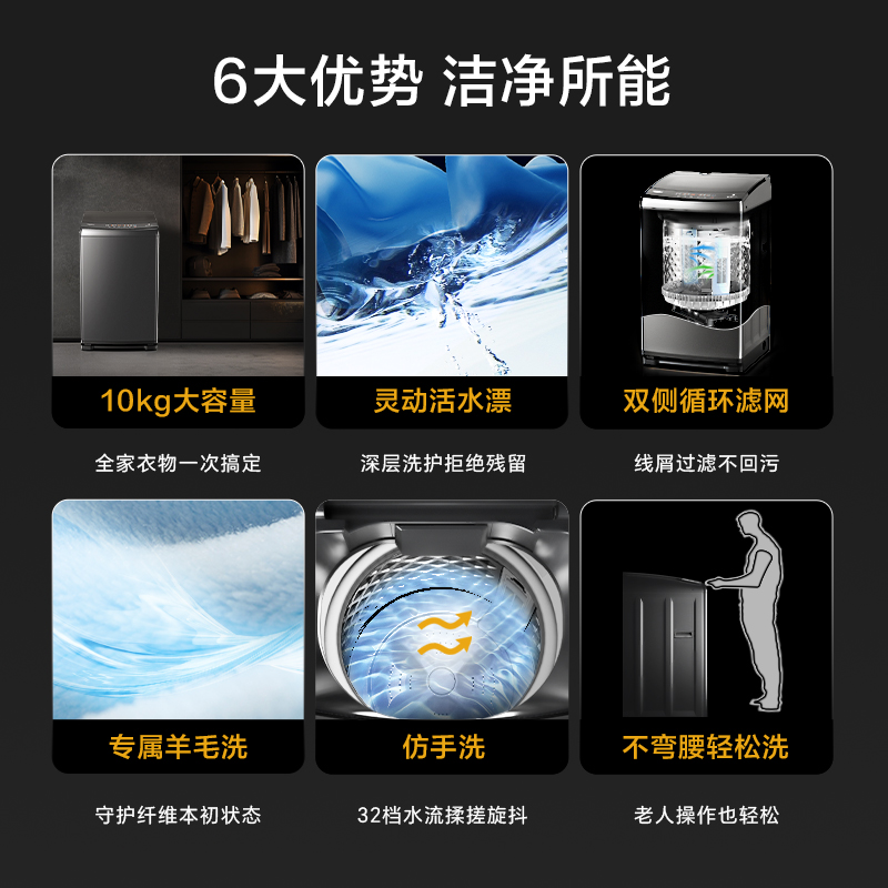 惠而浦10KG波轮洗衣机全自动家用洗脱一体大容量抗菌EWVP114020T-图0