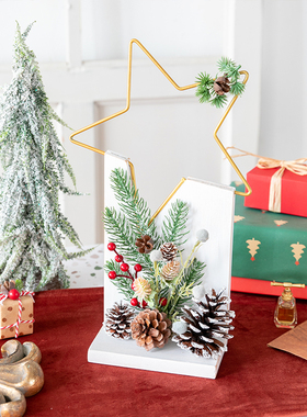 家居艺术轻奢绿植星星发光摆件