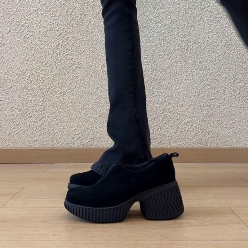 羊皮版秋冬新款气质复古厚底粗跟8cm真皮百搭时尚深口一脚蹬单鞋,淘宝优惠券,粉丝福利购,淘宝优惠卷