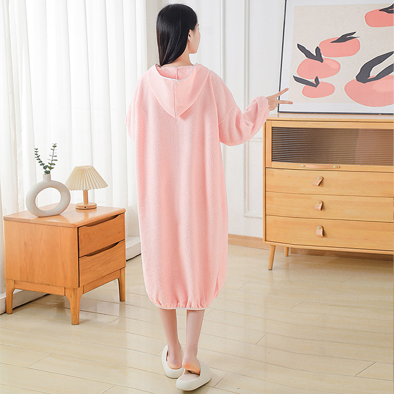 秋冬浴袍可穿浴巾女家用珊瑚绒吸水柔软速干浴裙洗澡睡袍睡衣连帽,淘宝优惠券,粉丝福利购,淘宝优惠卷