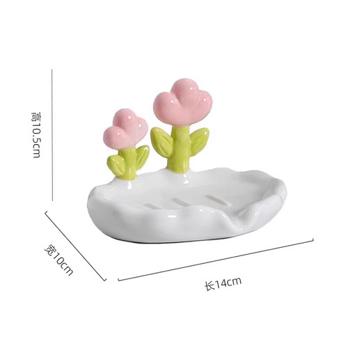 创意可爱花朵肥皂盒塑料免打孔沥水家用香皂洗手台置物架学生宿舍 - 图3