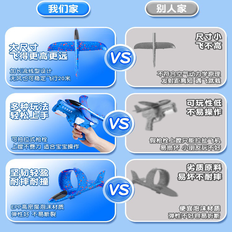 儿童弹射飞机枪软弹发射器泡沫模型手抛会飞天的户外玩具男孩手枪,淘宝优惠券,粉丝福利购,淘宝优惠卷