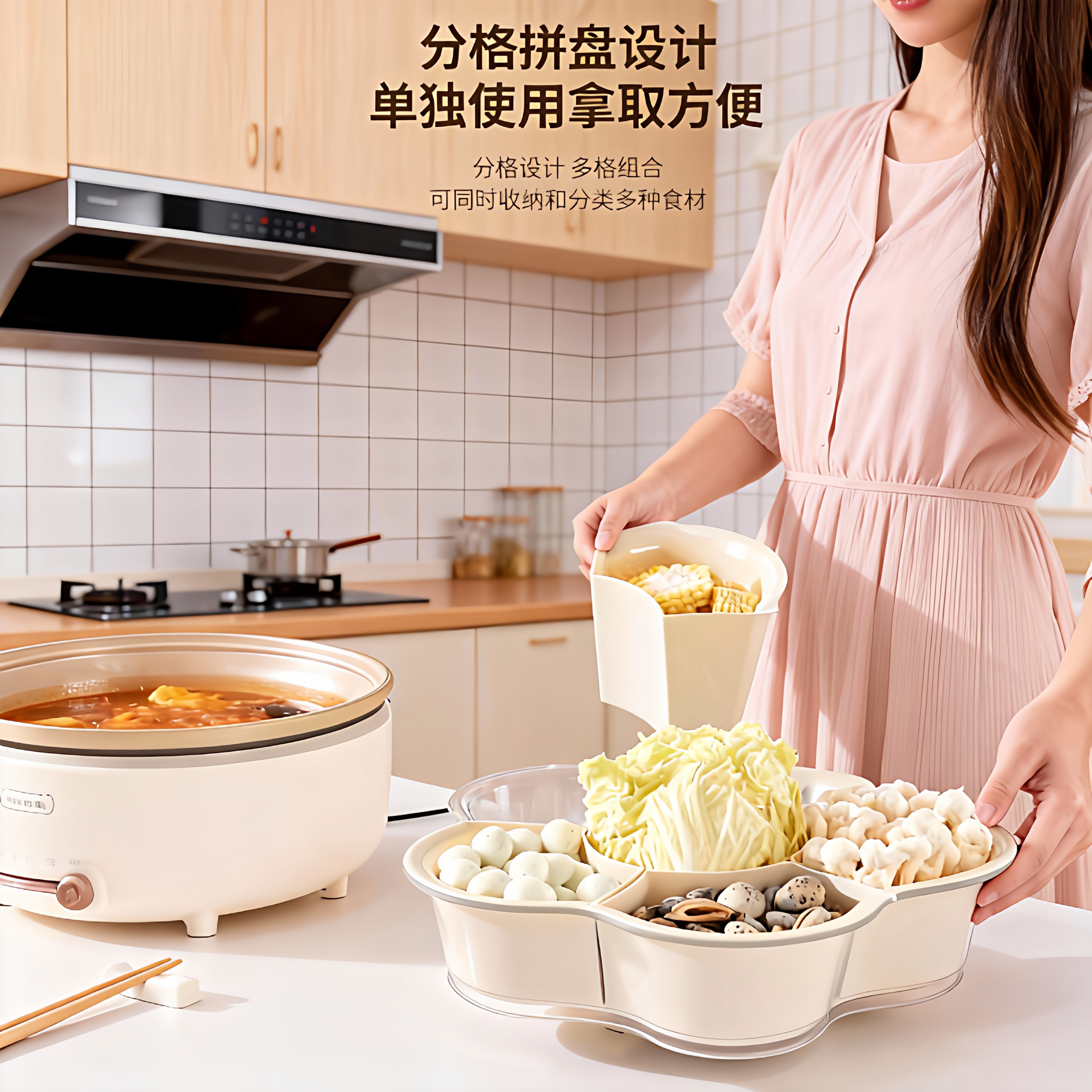 火锅盘厨房备菜盘火锅拼盘蔬菜盘分格可旋转多功能洗菜盆沥水篮,淘宝优惠券,粉丝福利购,淘宝优惠卷