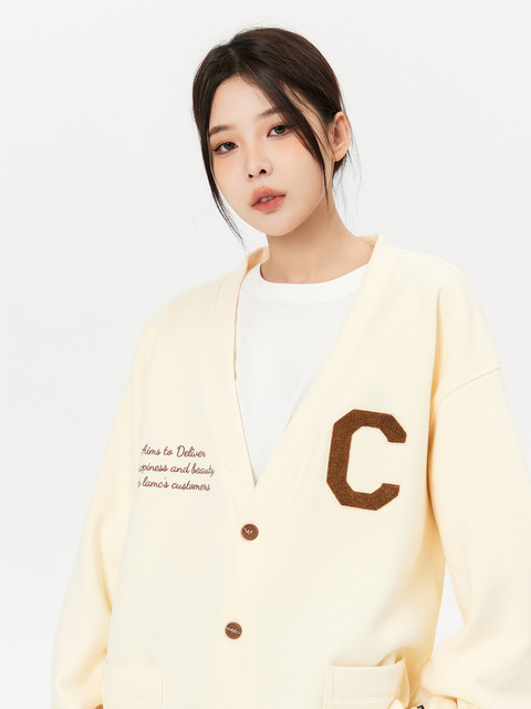 LAMC 丨 Wool Towel embroidered C -junction Cassacus Men and Women Couples Loose Leisure Korean Jacket Spring and Summer Autumn College style