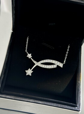 s925纯银满钻交叉彗星项链女流星交叉五角星设计精工高级感锁骨链