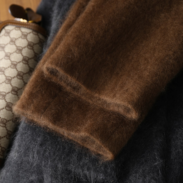 淘么淘【镇店战袍】奢暖羊绒羊毛拉毛双排扣中长款双面毛呢大衣女