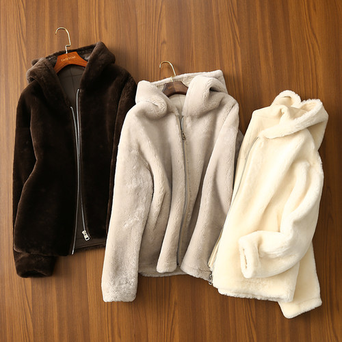 淘么淘 奢御寒澳大利亚进口皮毛一体高保暖宽松拉链连帽皮草外套 - 图0