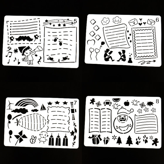 Kindergarten Growth Manual Cartoon Painting Template Small A4 Typesetting-Free Baby Photo Album Student Handwritten Newspaper Drawing Ruler