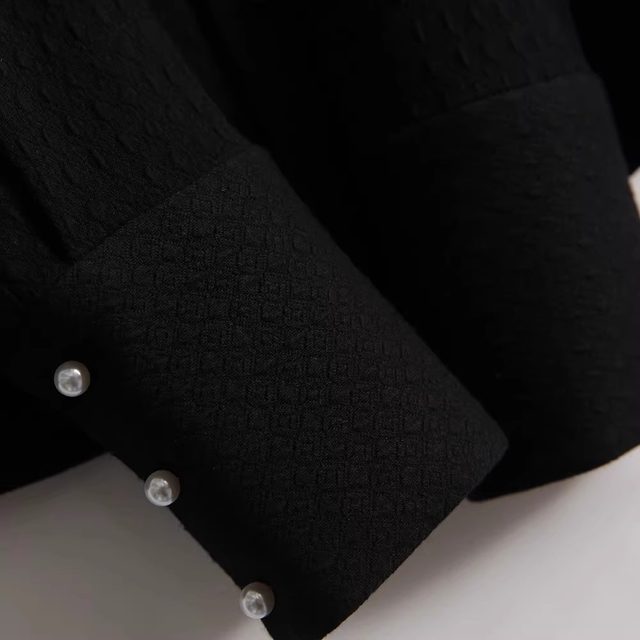 French style shirt with velvet and thickening bottoming top