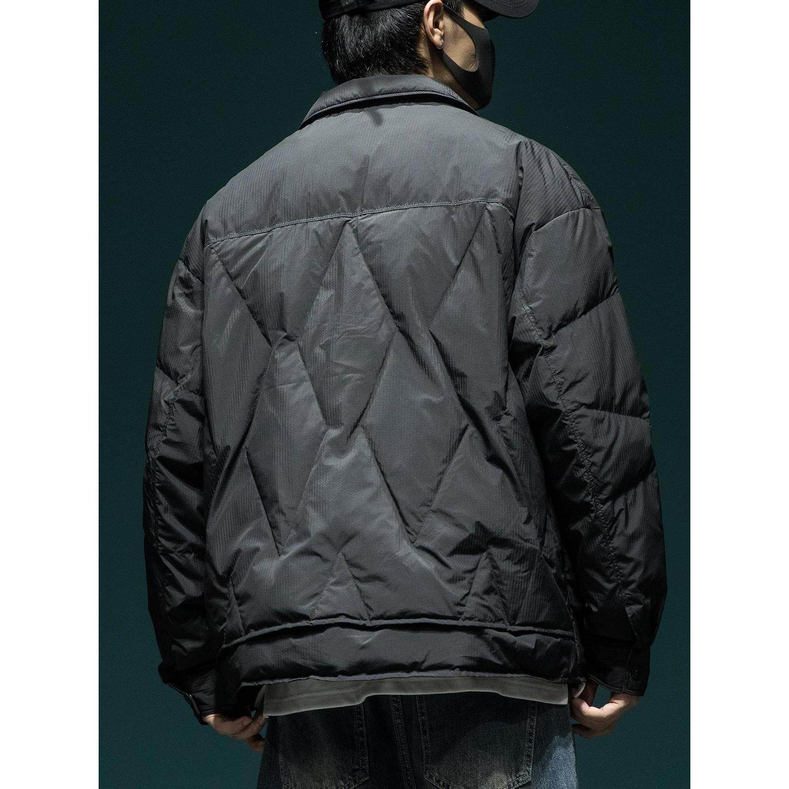 设计感绗缝衬衫领轻薄羽绒服男宽松大码冬季新款90白鸭绒保暖外套,淘宝优惠券,粉丝福利购,淘宝优惠卷