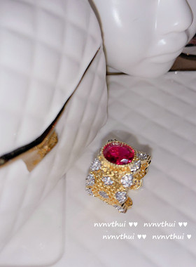 璀璨发光蕾丝蜂巢宝石戒指 镀18K金八心八箭彩宝锆石闪钻戒指指环