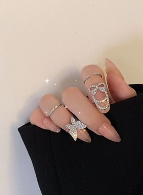 满钻开口铜镀金蝴蝶指甲戒百搭