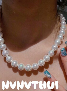 珠宝 铂金灰真多麻珍珠项链 富婆高定媲美澳白珍珠耳环大溪地贝珠