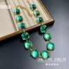 Chinese palace style inlaid glass earrings and ring set, medieval vintage Western retro bracelet and necklace for women