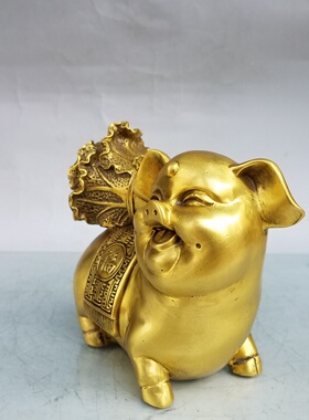 纯铜白菜猪摆件家居金猪招财生肖百财客厅装饰品摆设财金送礼