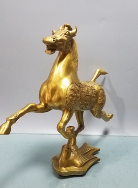 纯铜马踏飞燕摆件黄铜马仿古装饰品吉祥物放置客厅玄关办公室桌面