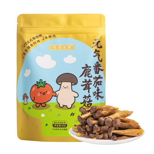 茶翁古镇番茄味鹿茸菇脆40g 办公室解馋菌菇脆零食酥脆休闲食品 - 图3
