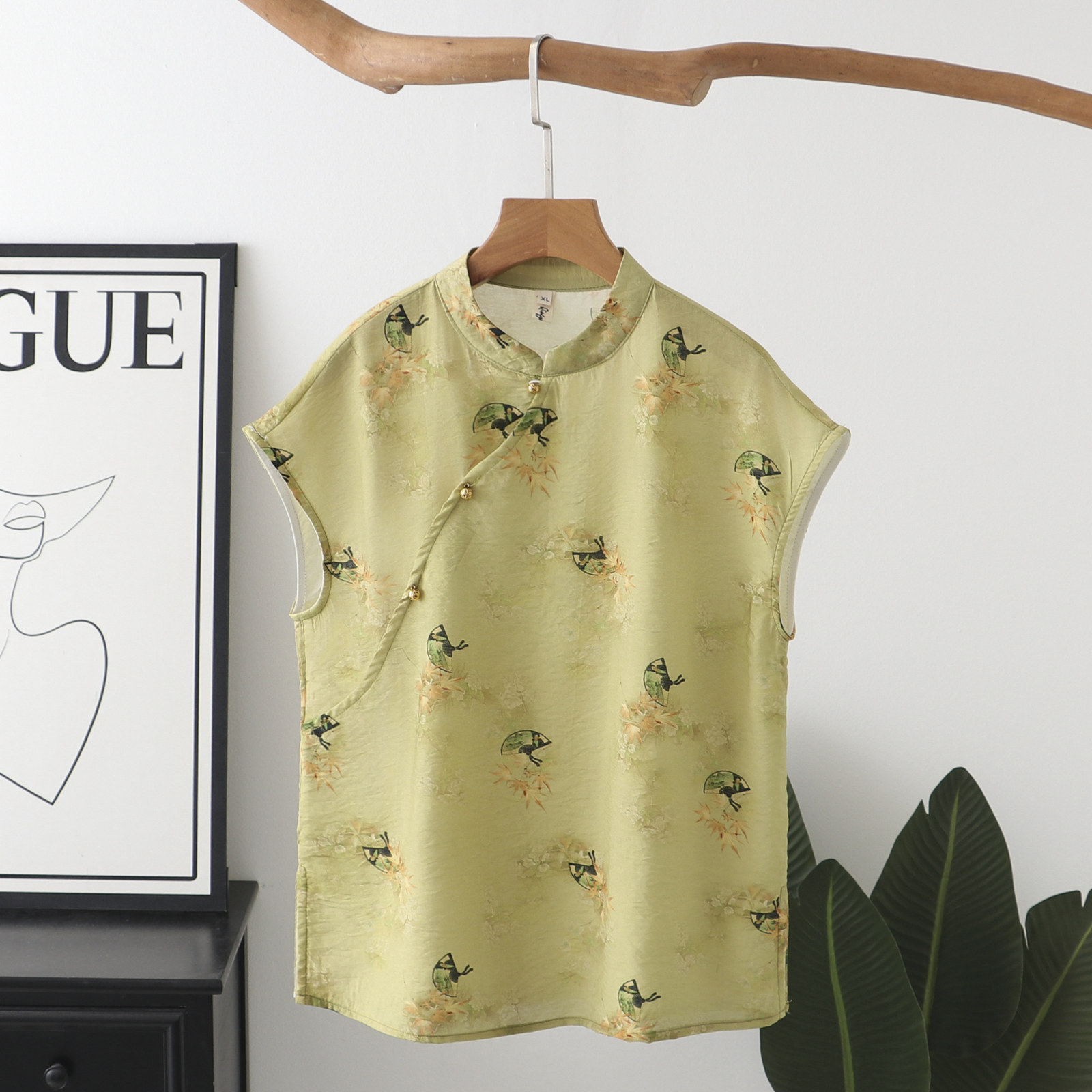 新中式国风盘扣印花背心夏季2025新款高级感复古百搭大码无袖上衣,淘宝优惠券,粉丝福利购,淘宝优惠卷