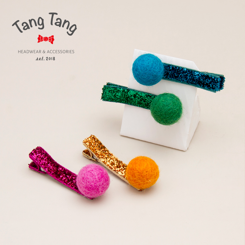 tangtang儿童发饰韩版彩虹球闪亮发夹泫雅简约风刘海发卡女童头饰 - 图0