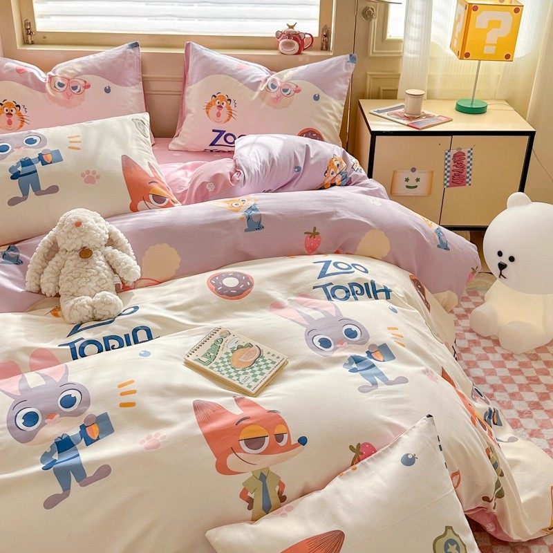 疯狂动物城床上四件套全棉纯棉儿童床品男床单被套床笠宿舍三件套,淘宝优惠券,粉丝福利购,淘宝优惠卷