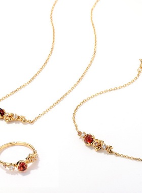 个性不张扬925纯银镀金玫瑰项链