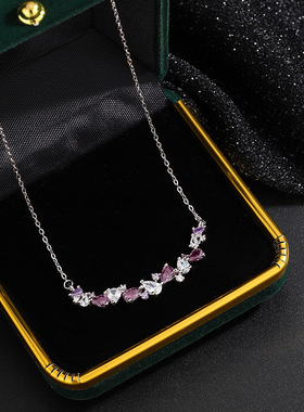 微笑幸运紫藤花项链锁骨链