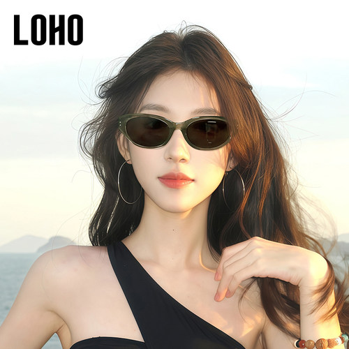 【情侣同款】LOHO猫眼茶色墨镜女26新款防紫外线窄框偏光太阳镜gm - 图0