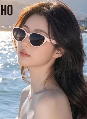 LOHO猫眼墨镜粉白小框方圆显脸小太阳眼镜防晒高级感旅游墨镜女款