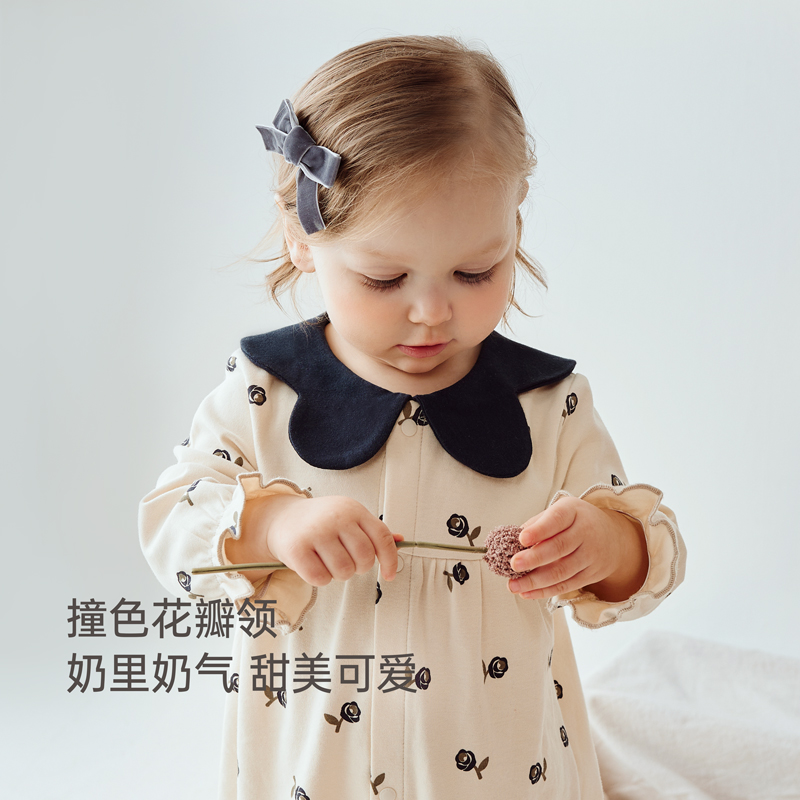 babylove婴儿连体衣春秋款女宝宝哈衣爬服纯棉衣服可爱超萌公主服 - 图2