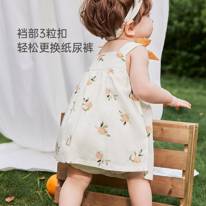 babylove女宝宝包屁衣夏季甜美包屁裙婴儿吊带裙子三角哈衣外出服 - 图2