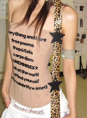 千禧风辣妹黑白波点星星系领带女款豹纹复古小方巾时尚潮流配饰品