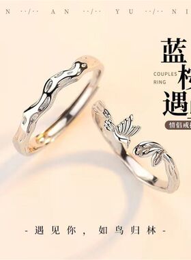 蓝桉与鸟情侣戒指一对高级感轻奢时尚潮流饰品情侣定情信物