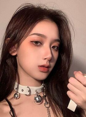铃铛项圈女颈带链子颈圈男锁骨链颈环项链脖颈链脖圈choker皮质