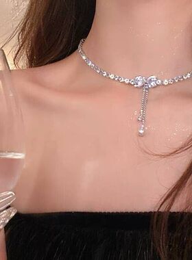 蝴蝶结项链轻奢小众女款2023新款爆款高级感锁骨链颈链礼服choker