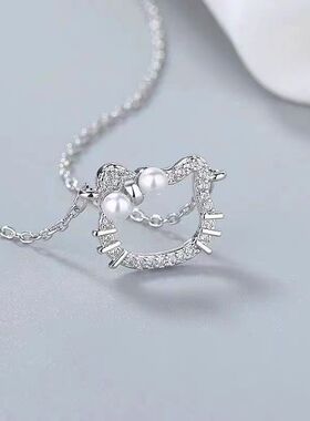 2023新款可爱优雅HelloKitty镂空珍珠镶钻吊坠送女友礼物闺蜜项链