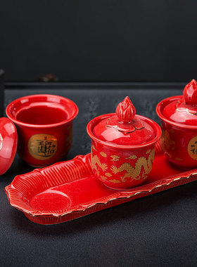 陶瓷佛法僧三连家用大悲咒供杯
